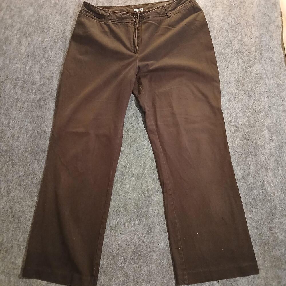 Jones New York Sport Pants Womens 16 Brown Stretch Cotton Straight Leg Twill